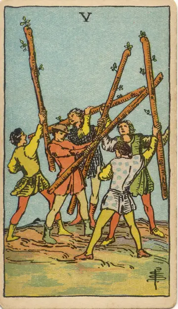 Lá Five of Wands (Năm Gậy)