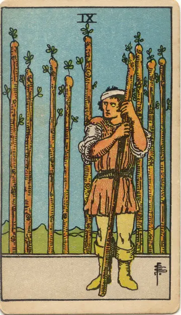 Lá Nine of Wands (Chín Gậy)